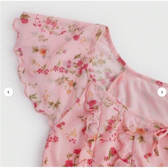 Shein Y2K 90's Babydoll Pink Floral Mini Dress Small (4) Stretchy - Picture 2 of 10